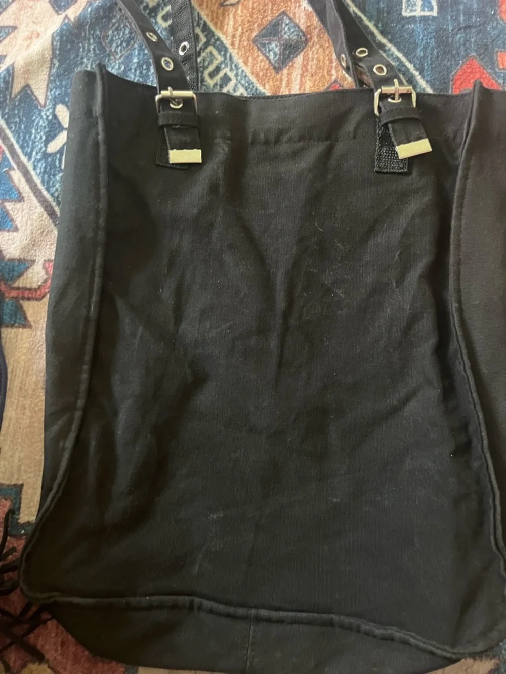Vintage DC Comics Wonder Woman Black Canvas Tote with Yellow and Red Logo - Picture 3 of 5